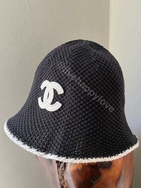 CC Black & White Crochet Knit Luxury Bucket Hat
